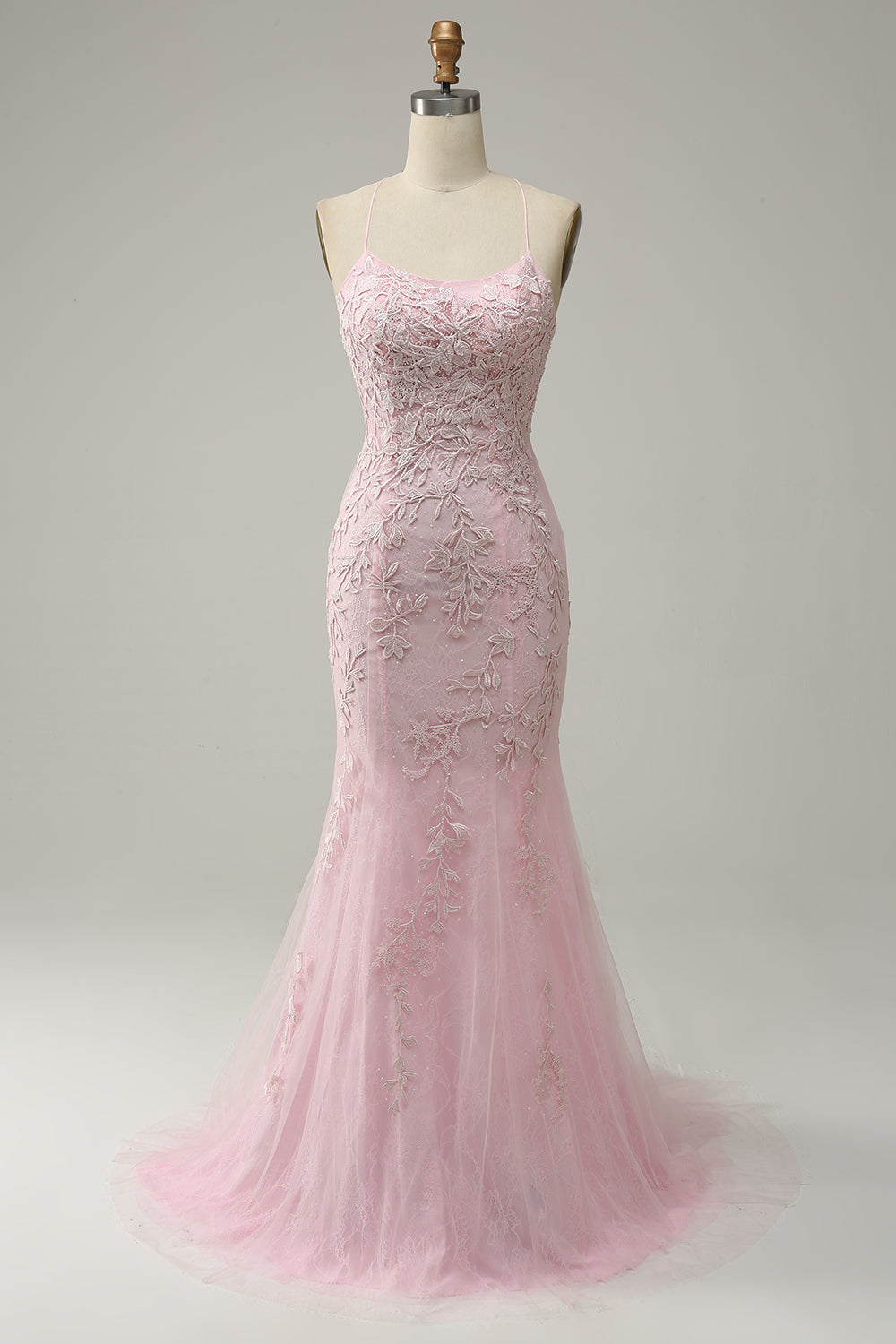 Sirena Tirantes de Espagueti Vestido de Fiesta Rosa Claro