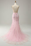 Sirena Tirantes de Espagueti Vestido de Fiesta Rosa Claro
