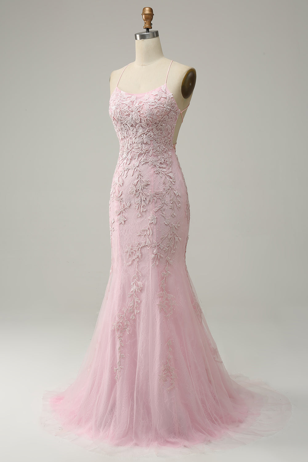 Sirena Tirantes de Espagueti Vestido de Fiesta Rosa Claro