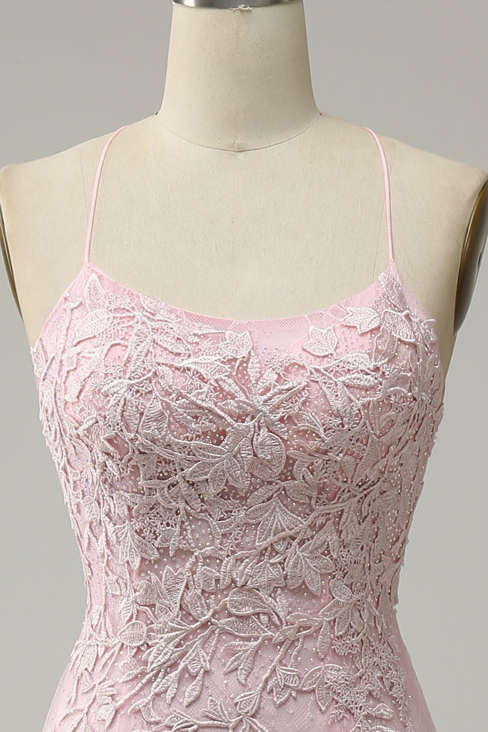 Sirena Tirantes de Espagueti Vestido de Fiesta Rosa Claro