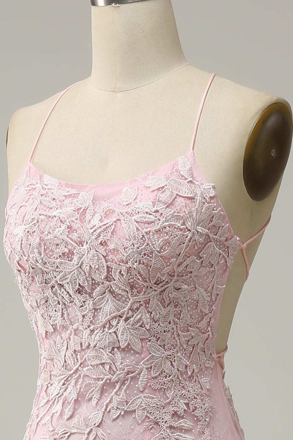 Sirena Tirantes de Espagueti Vestido de Fiesta Rosa Claro