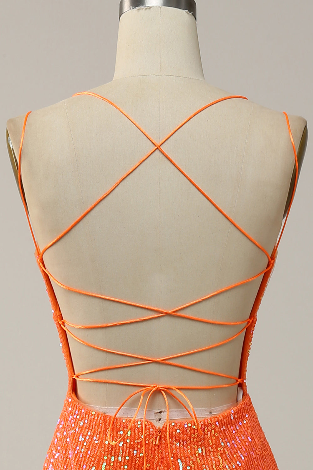 Sirena Tirantes de Espagueti Naranja Vestido de Fiesta