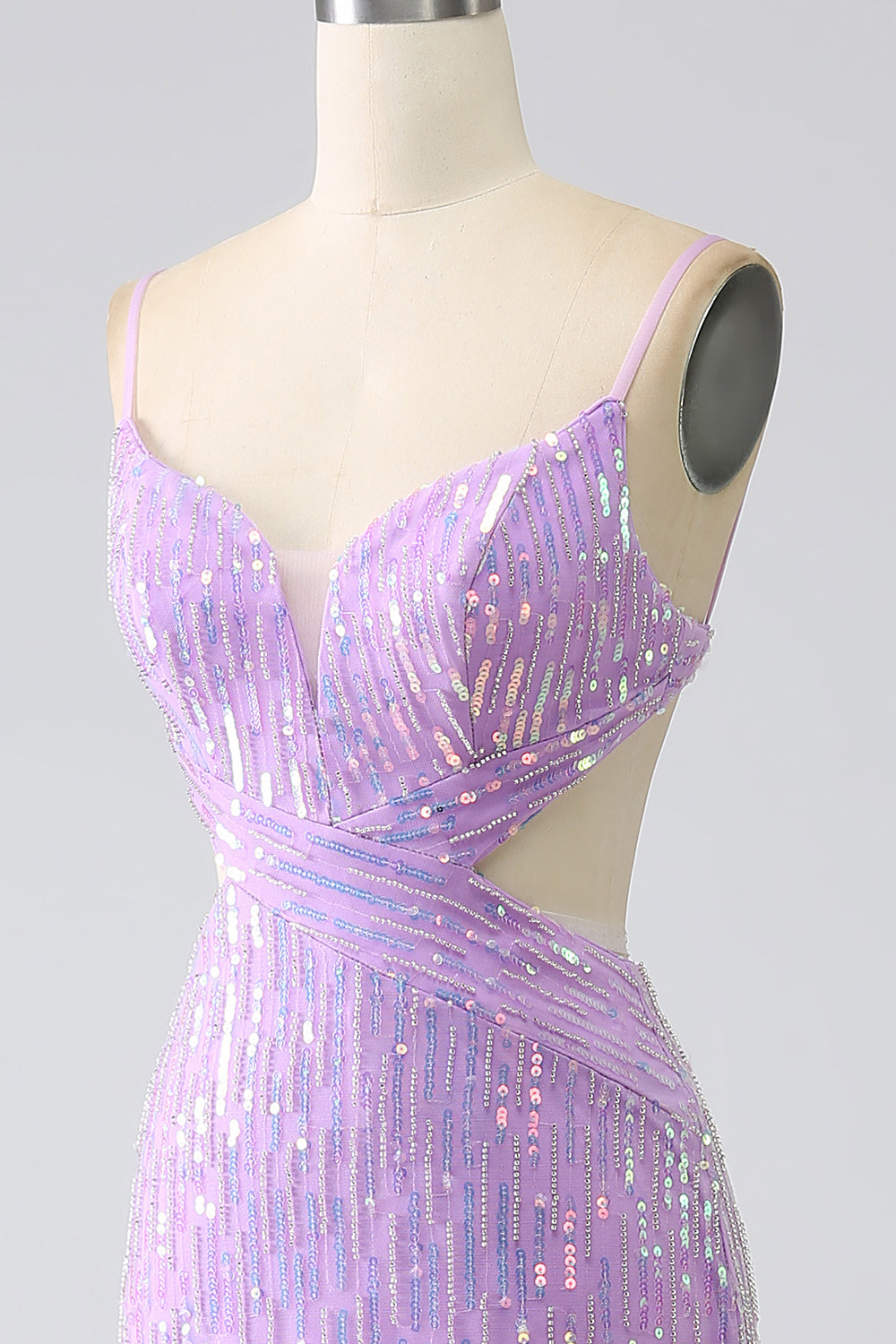 Vestido de fiesta de lentejuelas de lentejuelas con correas de sirena brillante con abertura