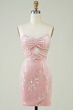 Terciopelo Rosa Vestido de Cóctel