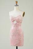 Terciopelo Rosa Vestido de Cóctel