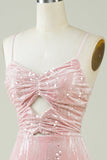 Terciopelo Rosa Vestido de Cóctel