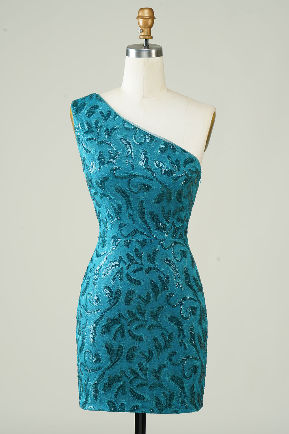 Blue One Shoulder Tight Homecoming Dress con espalda hueca