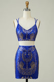 Azul Real 2 Piezas Vestido de Cóctel