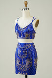Azul Real 2 Piezas Vestido de Cóctel