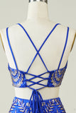 Azul Real 2 Piezas Vestido de Cóctel