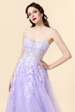 Púrpura Escote Corazón Vestido de Fiesta Con Apliques
