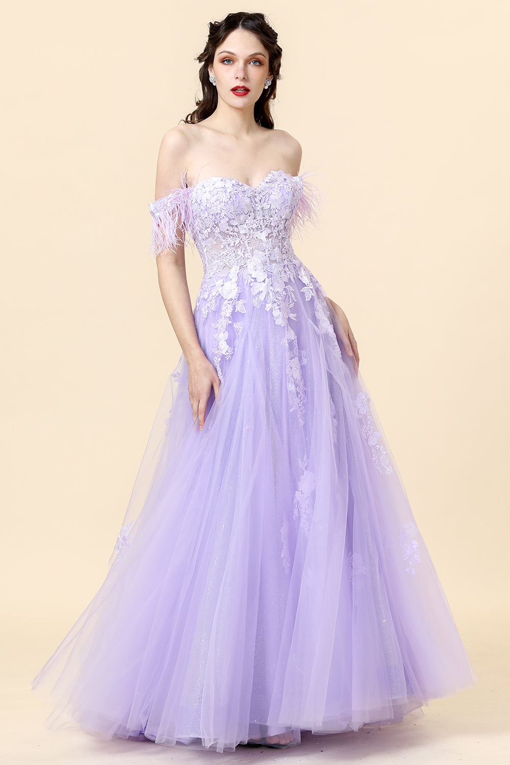 Púrpura Escote Corazón Vestido de Fiesta Con Apliques