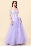 Púrpura Escote Corazón Vestido de Fiesta Con Apliques