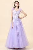 Púrpura Escote Corazón Vestido de Fiesta Con Apliques