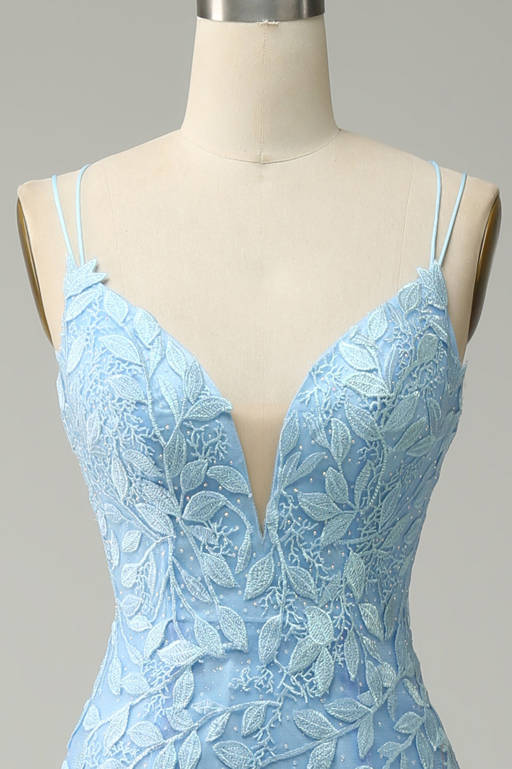 Tirantes de Espagueti Sirena Púrpura Vestido de Fiesta Con Apliques