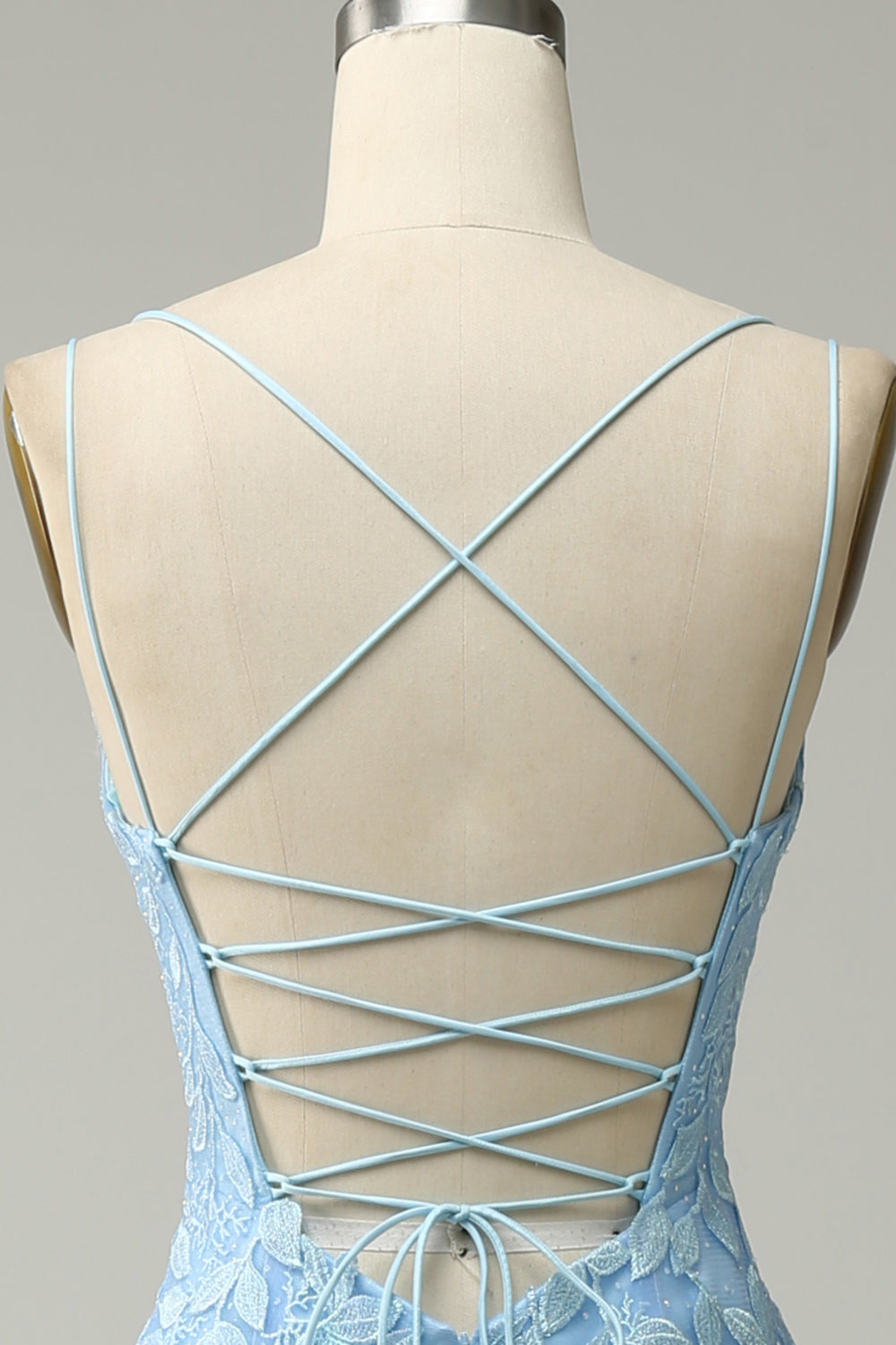 Tirantes de Espagueti Sirena Púrpura Vestido de Fiesta Con Apliques