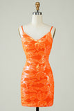 Naranja Vestido de Cóctel Sin Espalda