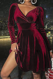 Vestido de Navidad de Terciopelo Verde Cuello en V