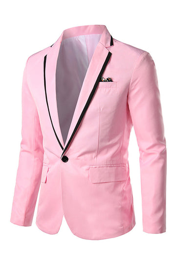 Blazer de Fiesta Solapa de Muescas Rosa