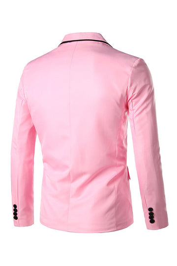 Blazer de Fiesta Solapa de Muescas Rosa