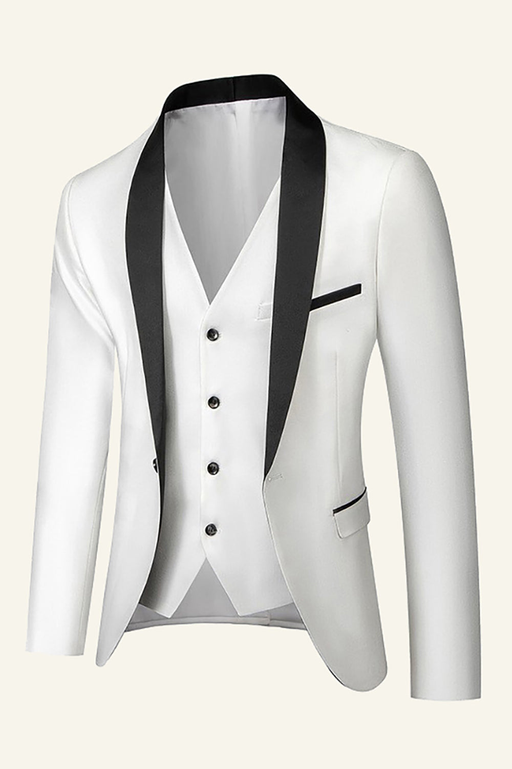 Azul Oscuro Solapa de Chal 3 Piezas Trajes Masculinos