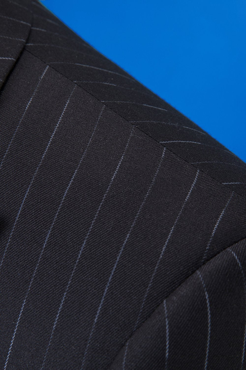 Traje Masculino 3 Piezas Rayas Negro Doble Pecho