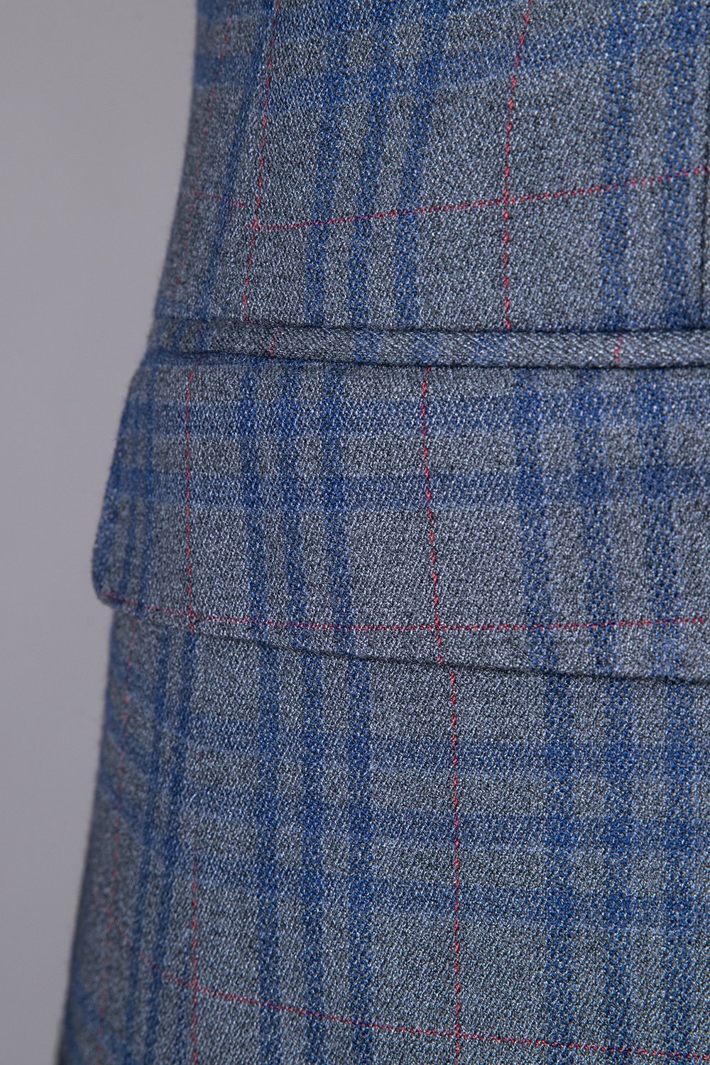 Azul A Cuadros Doble Pecho Solapa de Pico 2 Piezas Traje Masculino