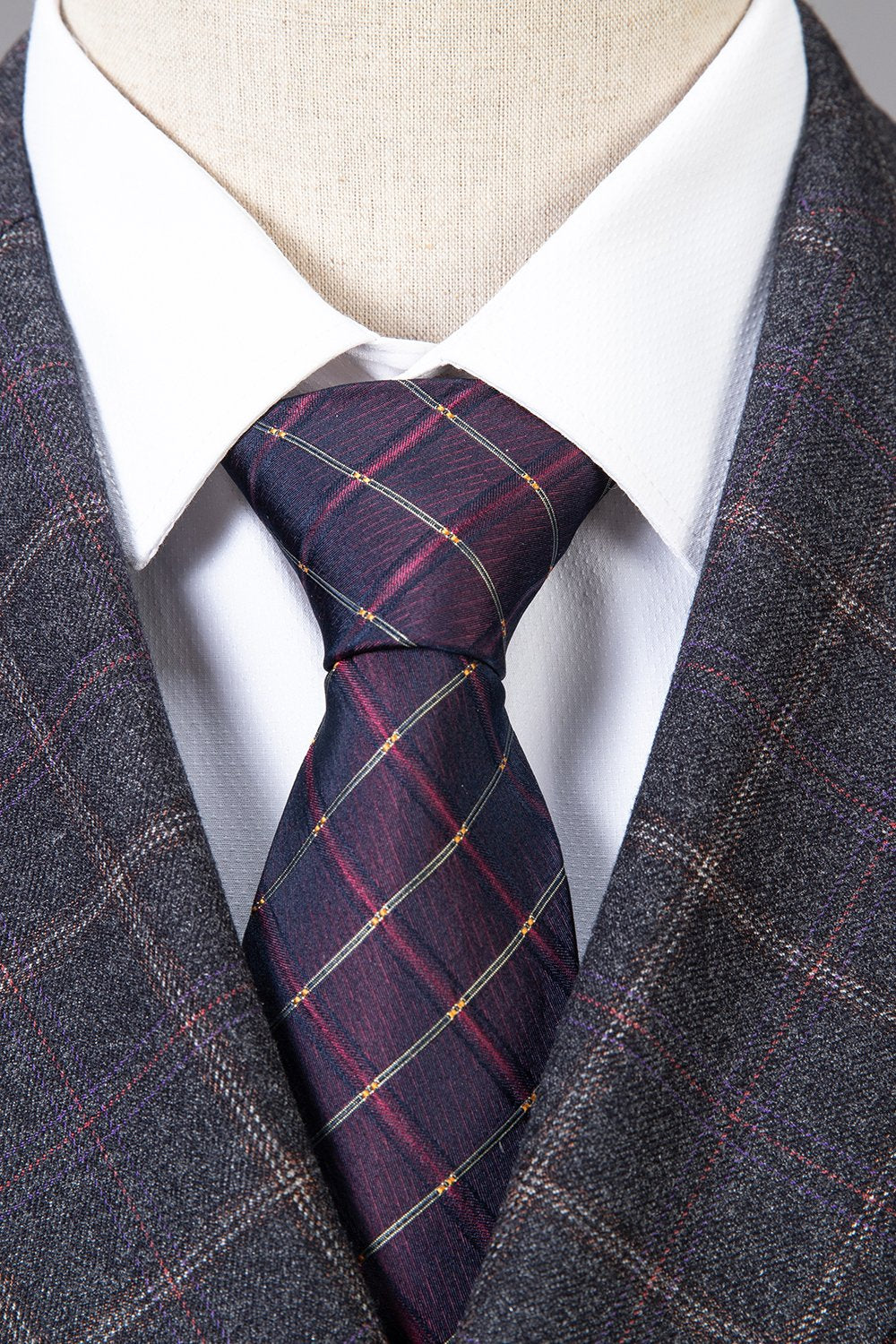 Traje Gris A Cuadros Doble Pecho 2 Piezas