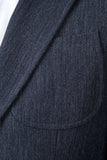 Traje Masculino Gris Azul Solapa de Muescas 3 Piezas