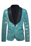 Turquesa Jacquard Solapa de Chal Blazer Hombre