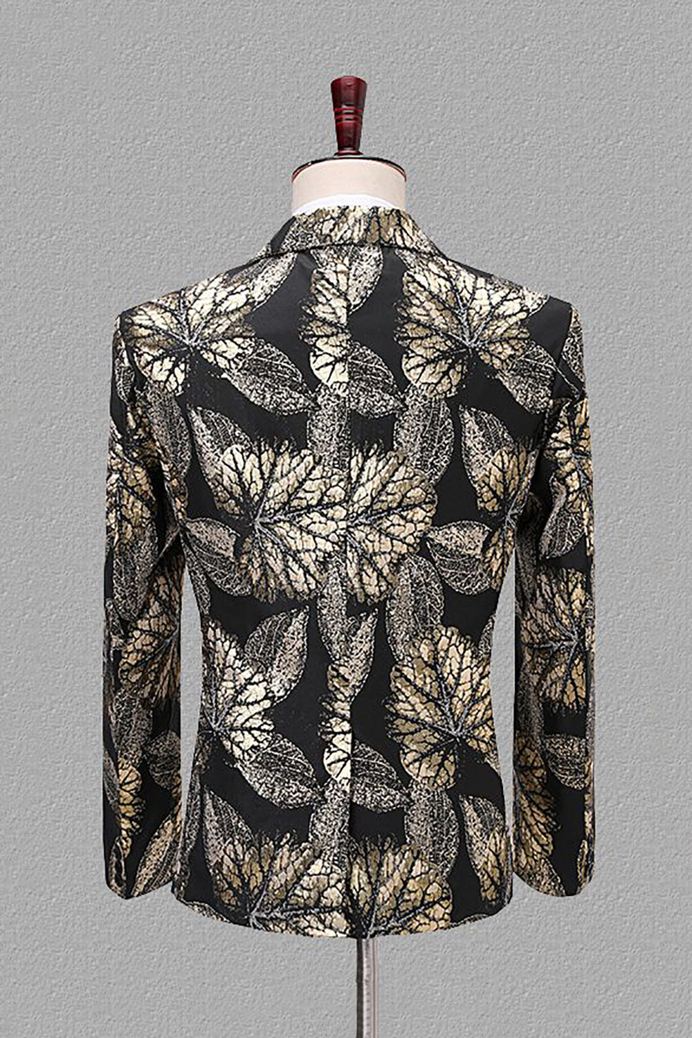 Blazer Jacquard Solapa de Muescas Negro y Dorado