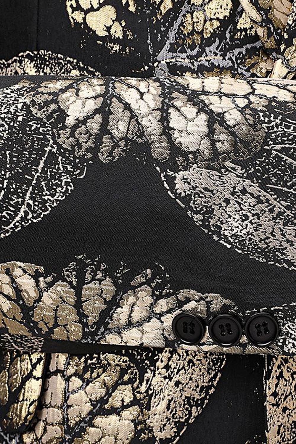 Blazer Jacquard Solapa de Muescas Negro y Dorado