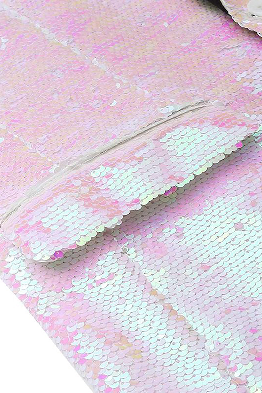 Lentejuelas Blanco Solapa de Pico Blazer de Fiesta