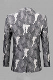 Gris Plata Jacquard Solapa de Pico Blazer Para Hombre