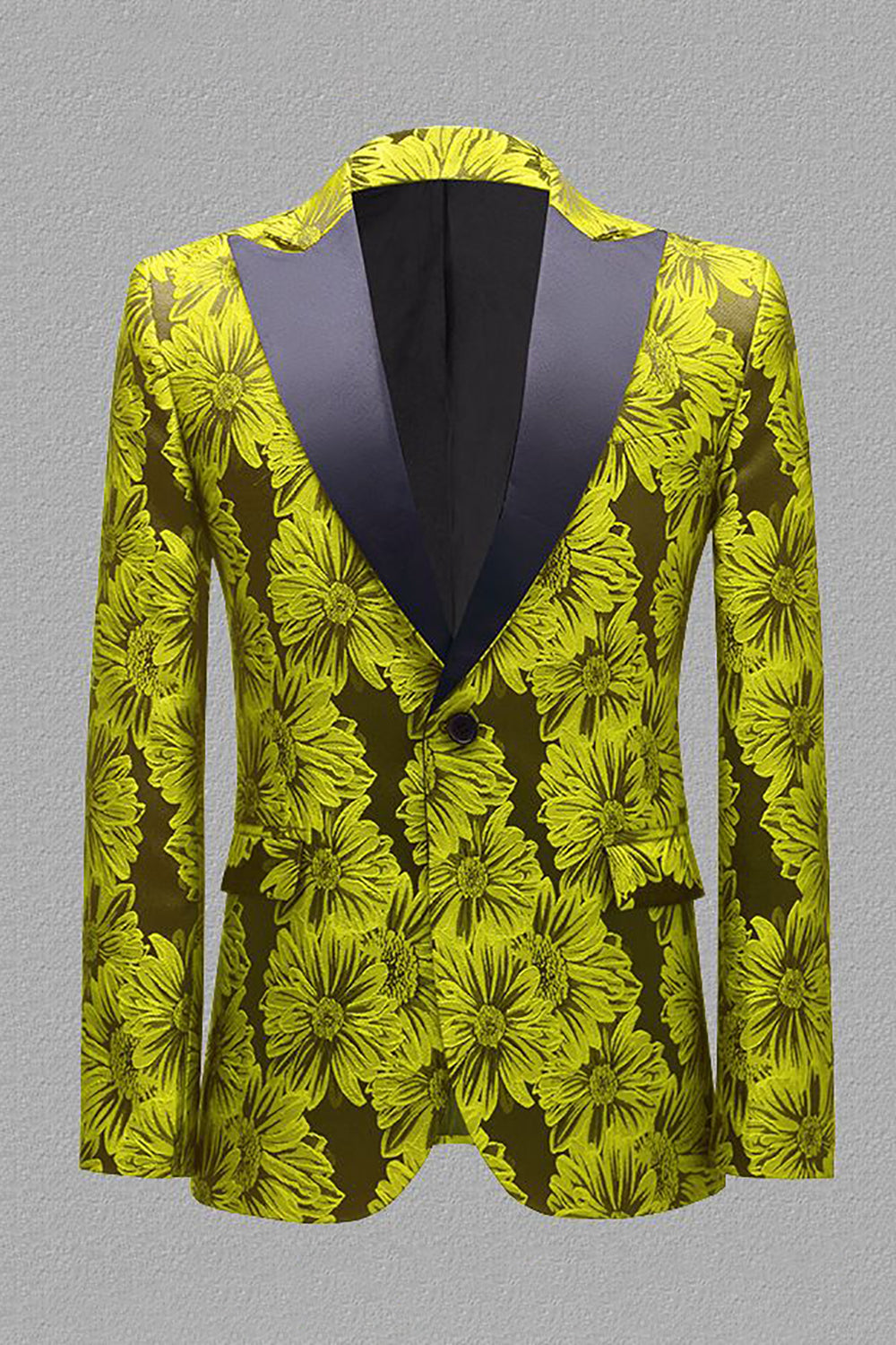 Gris Plata Jacquard Solapa de Pico Blazer Para Hombre