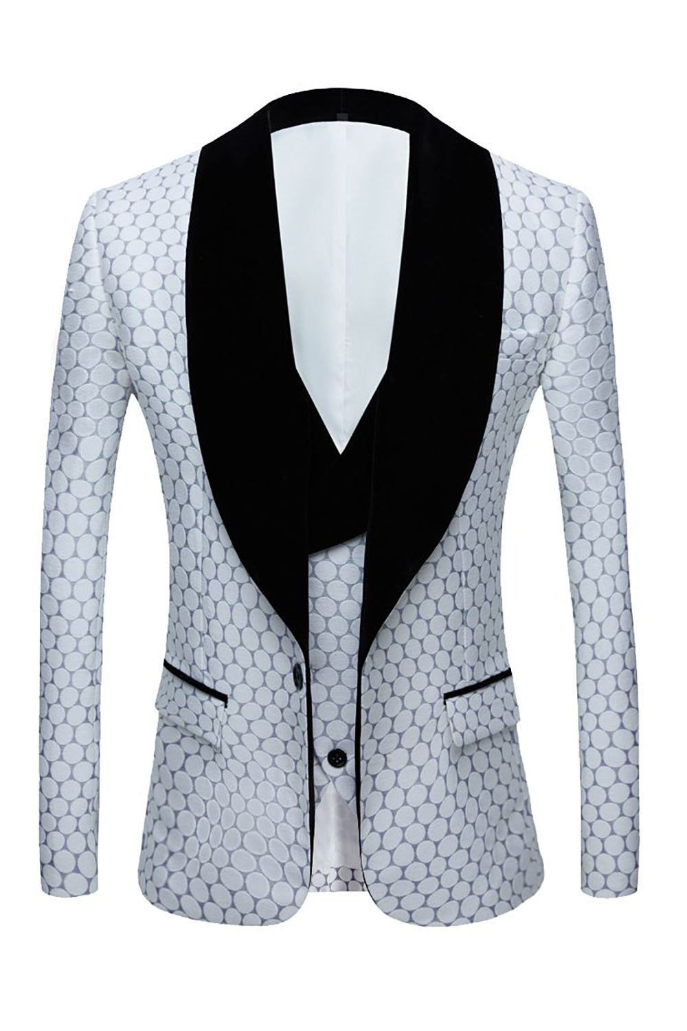 Gris Claro Jacquard 2 Piezas Trajes de Fiesta