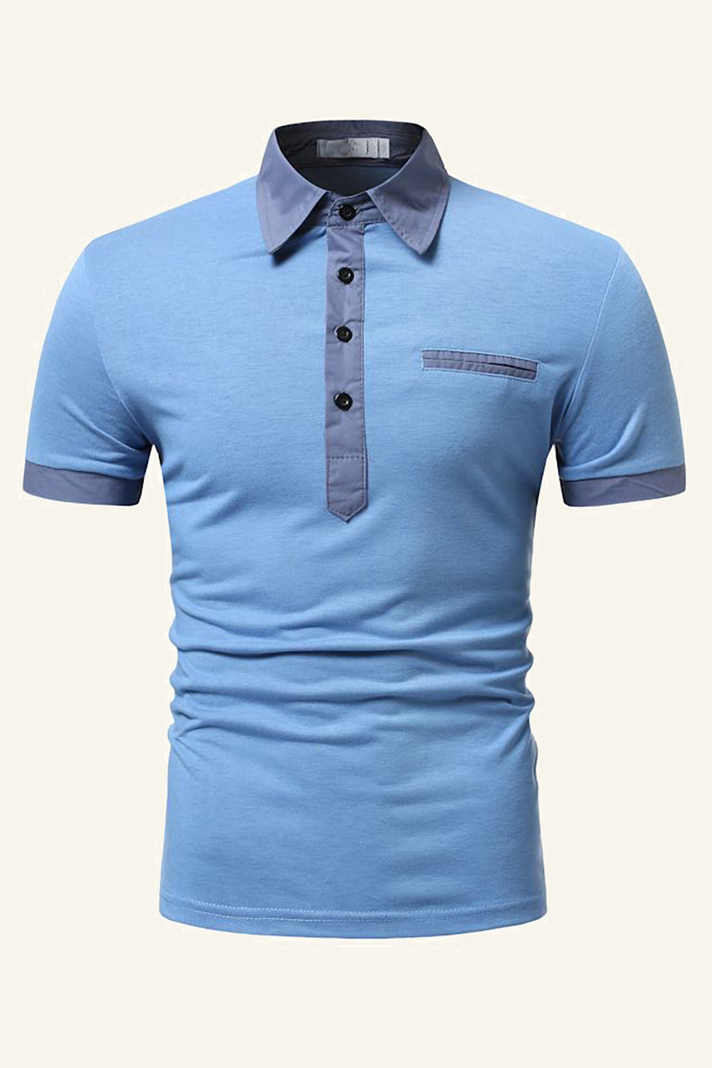 Azul Camisa Polo Mangas Cortas