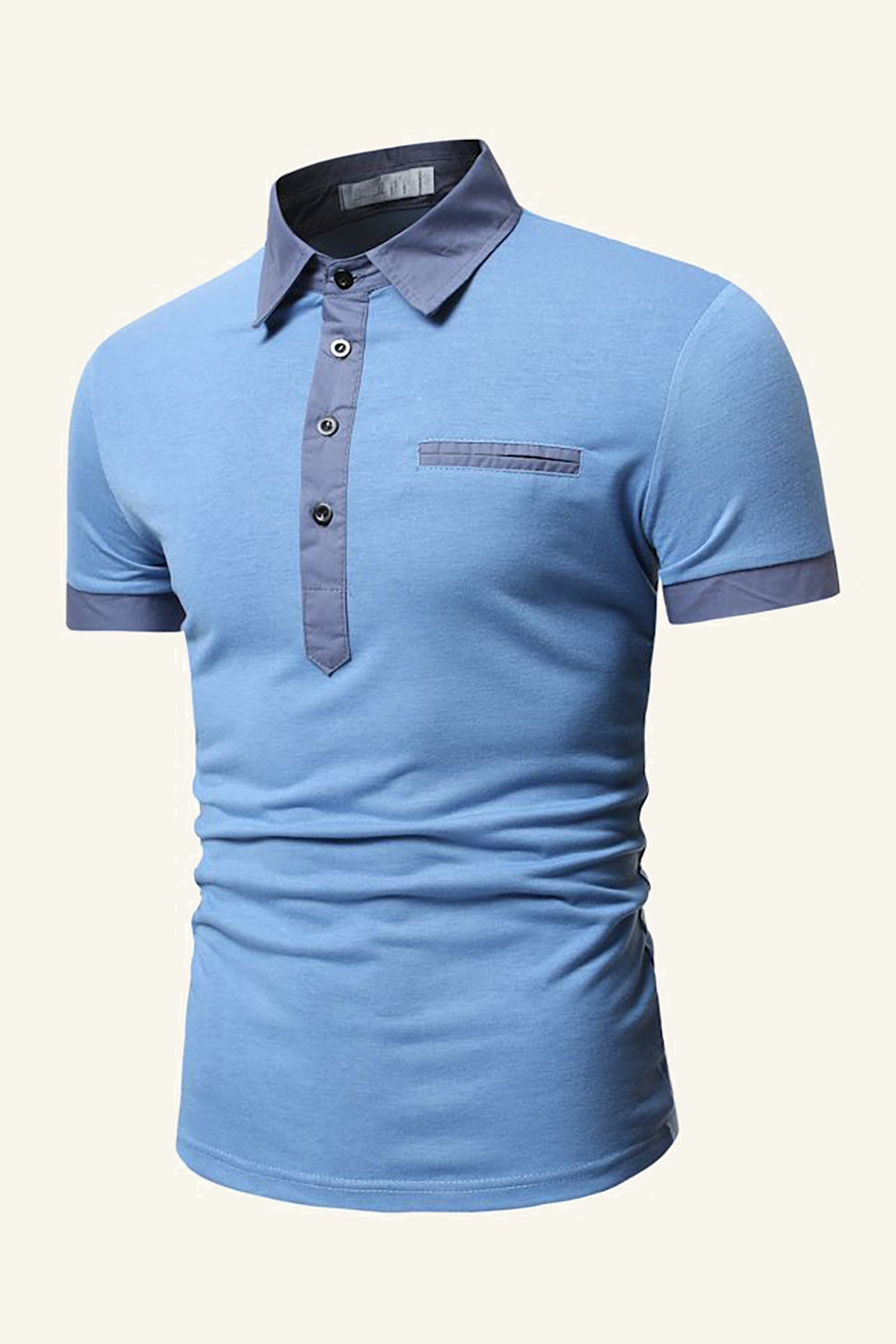Azul Camisa Polo Mangas Cortas