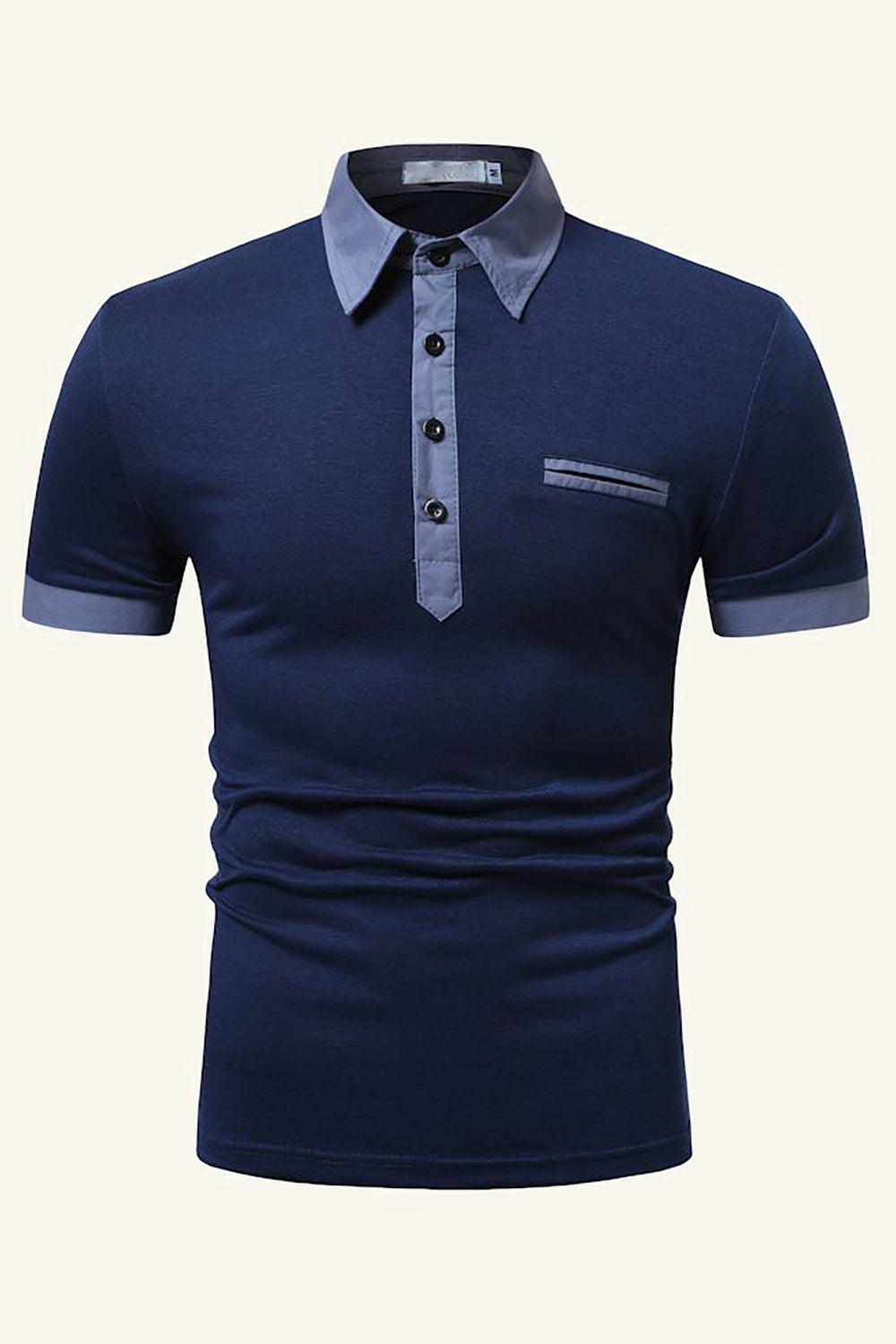 Azul Camisa Polo Mangas Cortas