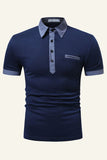 Azul Camisa Polo Mangas Cortas