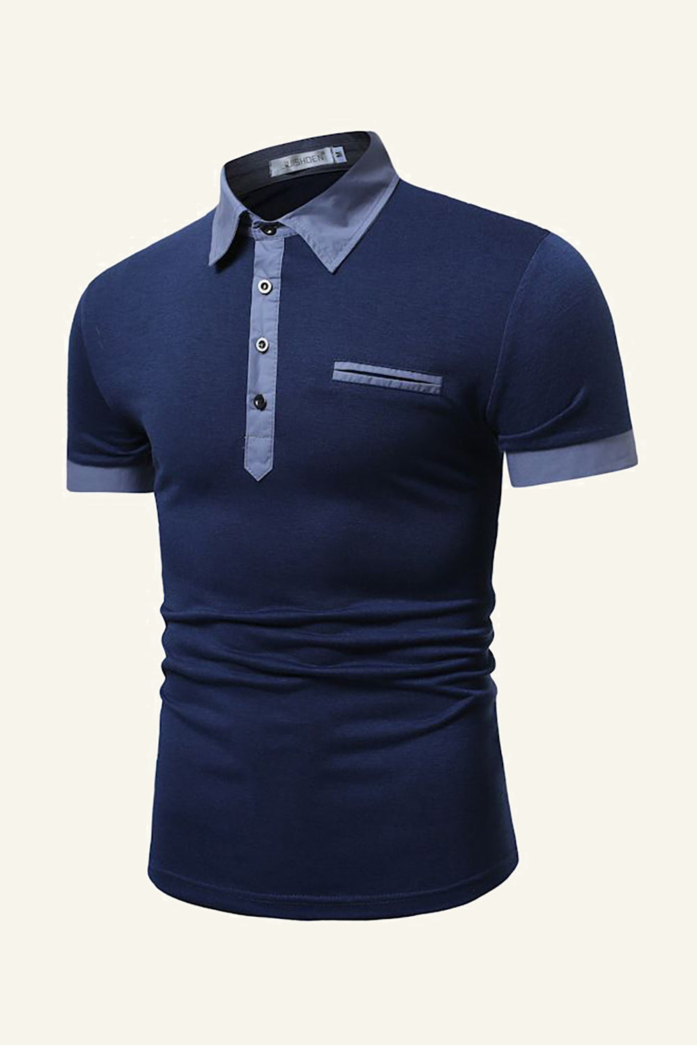 Azul Camisa Polo Mangas Cortas