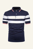 Rayas Mangas Cortas Negro Camisa Polo
