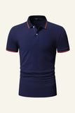 Slim Fit Mangas Cortas Camisa Polo Azul Marino