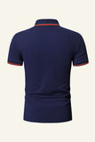 Slim Fit Mangas Cortas Camisa Polo Azul Marino