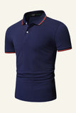 Slim Fit Mangas Cortas Camisa Polo Azul Marino
