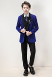 Brillante Traje Formal de Niño 3 Piezas Azul Real