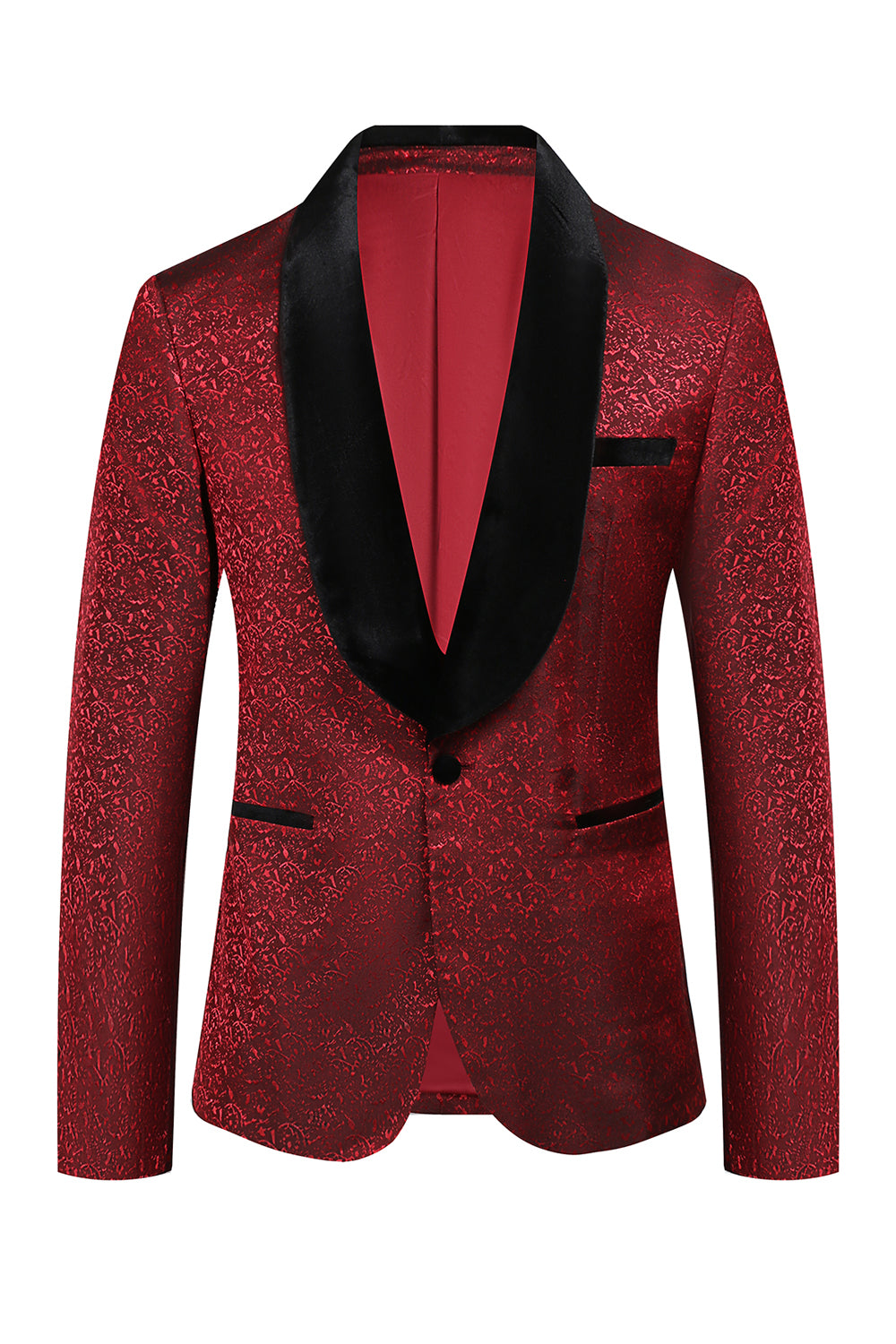 Trajes de fiesta para hombres de 2 piezas de jacquard rojo