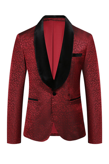 Trajes de fiesta para hombres de 2 piezas de jacquard rojo