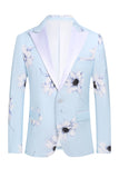 Azul claro Peak Lapel 2 piezas Floral Trajes de fiesta para hombres