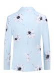 Azul claro Peak Lapel 2 piezas Floral Trajes de fiesta para hombres